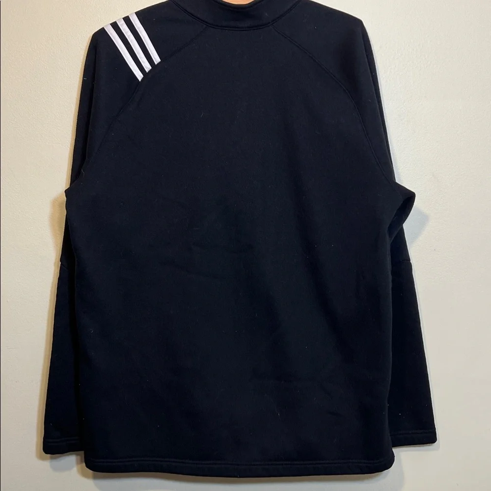Adidas Black‎ 1/4 Zip Poly Fleece Golf Pull Over White Stripes